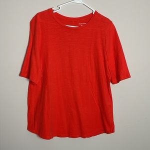 Eileen Fisher Dark Orange Half Sleeves top with flattering seam in back- Large